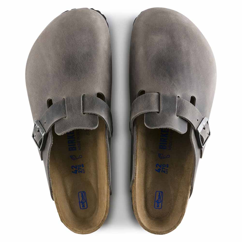 Boston Soft Footbed in Iron Oiled Leather Narrow Width by Birkenstock